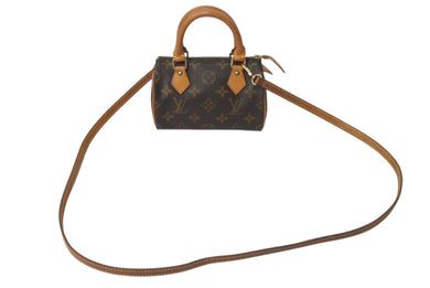 LOUIS VUITTON ルイヴィトン ミニスピーディ ハンドバッグ モノグラム M41534 スト付き PVC ブラウン ゴールド金具 美品 中古 4c074363