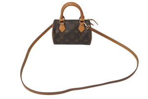 LOUIS VUITTON ルイヴィトン ミニスピーディ ハンドバッグ モノグラム M41534 スト付き PVC ブラウン ゴールド金具 美品 中古 4c074363