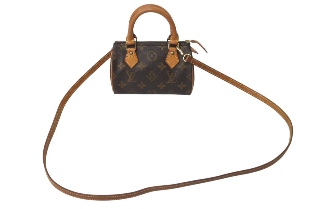 LOUIS VUITTON ルイヴィトン ミニスピーディ ハンドバッグ モノグラム M41534 スト付き PVC ブラウン ゴールド金具 美品 中古 4c074363