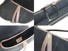 Load image into Gallery viewer, Christian Dior クリスチャンディオール サドルバッグ ワンショルダーバッグ RU1002 グレー ピンク デニム パテントレザー 美品 中古 4c075681