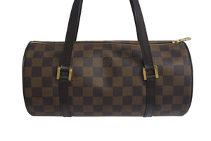 LOUIS VUITTON ルイヴィトン パピヨンPM 26 ハンドバック ダミエ N51304 筒型 ドラム型 エベヌ ブラウン 美品 中古 4c075697