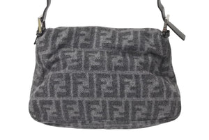 FENDI フェンディ マンマバケット ズッカ柄 ワンショルダーバッグ ハンドバッグ カシミア グレー シルバー金具 美品 中古 4c075888