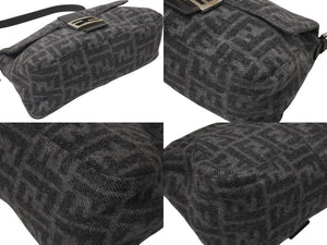 FENDI フェンディ マンマバケット ズッカ柄 ワンショルダーバッグ ハンドバッグ カシミア グレー シルバー金具 美品 中古 4c075888