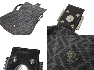 FENDI フェンディ マンマバケット ズッカ柄 ワンショルダーバッグ ハンドバッグ カシミア グレー シルバー金具 美品 中古 4c075888