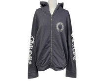Load image into Gallery viewer, CHROME HEARTS クロムハーツ ホースシュープリント ジップアップフーディー パーカー サイズL ダガージップ グレー 美品 中古 4c076031