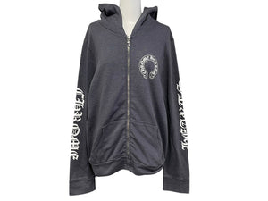 CHROME HEARTS クロムハーツ ホースシュープリント ジップアップフーディー パーカー サイズL ダガージップ グレー 美品 中古 4c076031