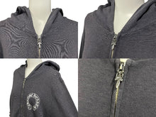 Load image into Gallery viewer, CHROME HEARTS クロムハーツ ホースシュープリント ジップアップフーディー パーカー サイズL ダガージップ グレー 美品 中古 4c076031