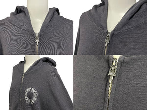 CHROME HEARTS クロムハーツ ホースシュープリント ジップアップフーディー パーカー サイズL ダガージップ グレー 美品 中古 4c076031