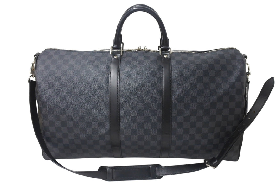 LOUIS VUITTON ルイヴィトン キーポル バンドリエール55 ボストンバッグ N41413 ダミエグラフィット ブラック 美品 中古 4c076245