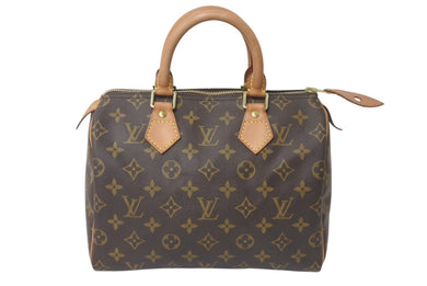 LOUIS VUITTON ルイヴィトン スピーディ25 ハンドバッグ M41109 モノグラム PVC レザー ゴールド金具 ブラウン 美品 中古 4c076290