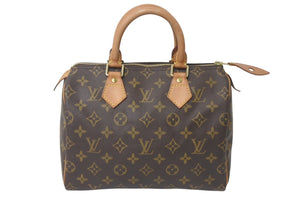 LOUIS VUITTON ルイヴィトン スピーディ25 ハンドバッグ M41528 モノグラム PVC レザー ゴールド金具 ブラウン 美品 中古 4c076290