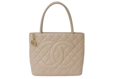 CHANEL シャネル 復刻トート 8番台 ハンドバッグ A01804 ココマーク キャビアスキン ベージュ ゴールド金具 美品 中古 4c070922