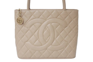 CHANEL シャネル 復刻トート 8番台 ハンドバッグ A01804 ココマーク キャビアスキン ベージュ ゴールド金具 美品 中古 4c070922