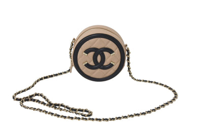極美品 CHANEL シャネル CCフィリグリー チェーンショルダーバッグ AP0365 ココマーク キャビアスキン 29番台 ベージュ 中古 4b000009