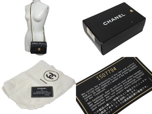 CHANEL シャネル ミニマトラッセ18 チェーンショルダーバッグ ラムスキン ブラック 1番台 中古 4b000011
