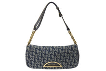Load image into Gallery viewer, Christian Dior クリスチャンディオール マリスパール ワンショルダーバッグ トロッター ネイビー キャンバス レザー 美品 中古 4b000012