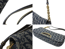 Load image into Gallery viewer, Christian Dior クリスチャンディオール マリスパール ワンショルダーバッグ トロッター ネイビー キャンバス レザー 美品 中古 4b000012