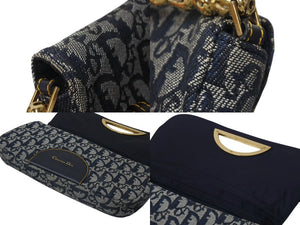 Christian Dior クリスチャンディオール マリスパール ワンショルダーバッグ トロッター ネイビー キャンバス レザー 美品 中古 4b000012