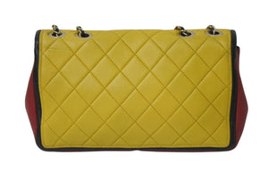 CHANEL シャネル マトラッセ チェーンショルダーバッグ ココマーク モンドリアンカラー ラムスキン 17番台 ゴールド金具 美品 中古 4b000014
