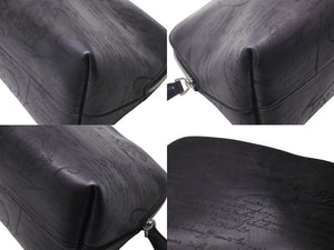 Berluti ベルルッティ カリグラフィ セカンドバッグ クラッチバッグ ポーチ型 FO254 レザー ブラック シルバー金具 美品 中古 4b000022