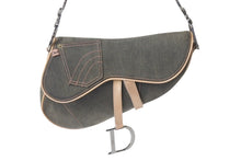 Load image into Gallery viewer, Christian Dior クリスチャンディオール サドルバッグ ワンショルダーバッグ 02RU0043 グレー デニム 美品 中古 4b000024
