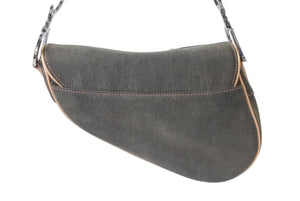 Christian Dior クリスチャンディオール サドルバッグ ワンショルダーバッグ 02RU0043 グレー デニム 美品 中古 4b000024