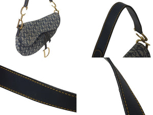 Christian Dior クリスチャンディオール サドルバッグ ワンショルダーバッグ トロッター ネイビー ガリアーノ期 良品 中古 4b000025