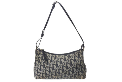 ChristianDior クリスチャンディオール ワンショルダーバッグ トロッター キャンバス レザー ブラック グレー 美品 中古 4b000026