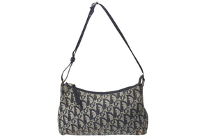 ChristianDior クリスチャンディオール ワンショルダーバッグ トロッター キャンバス レザー ブラック グレー 美品 中古 4b000026