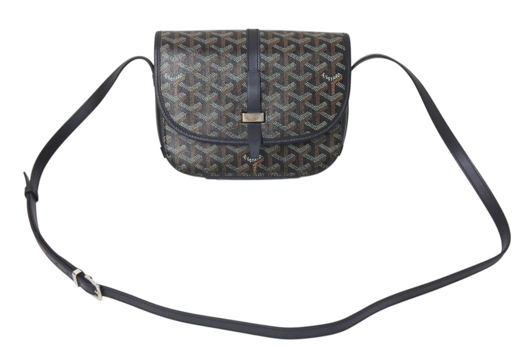 GOYARD ゴヤール ベルヴェデーレPM ショルダーバッグ ブラック PVC コーティングキャンバス レザー 中古 4b000030