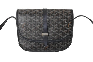 GOYARD ゴヤール ベルヴェデーレPM ショルダーバッグ ブラック PVC コーティングキャンバス レザー 中古 4b000030