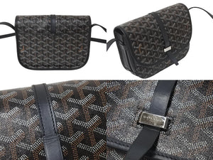 GOYARD ゴヤール ベルヴェデーレPM ショルダーバッグ ブラック PVC コーティングキャンバス レザー 中古 4b000030