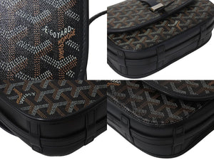 GOYARD ゴヤール ベルヴェデーレPM ショルダーバッグ ブラック PVC コーティングキャンバス レザー 中古 4b000030