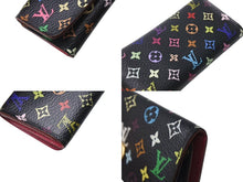 画像をギャラリービューアに読み込む, LOUIS VUITTON ルイヴィトン モノグラム マルチカラー ミュルティクレ4 キーケース M93732 ブラック ロゴ 村上隆 小物 良品 中古 4b000043