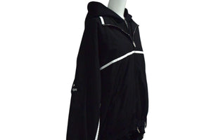 BALENCIAGA バレンシアガ ブルゾン フードレイヤード ジャケット 773043 コットン ナイロン ブラック ホワイト サイズL 美品 中古 4b000048