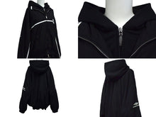 Load image into Gallery viewer, BALENCIAGA バレンシアガ ブルゾン フードレイヤード ジャケット 773043 コットン ナイロン ブラック ホワイト サイズL 美品 中古 4b000048
