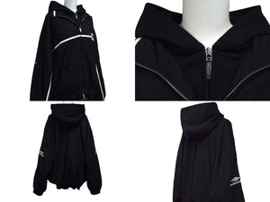 BALENCIAGA バレンシアガ ブルゾン フードレイヤード ジャケット 773043 コットン ナイロン ブラック ホワイト サイズL 美品 中古 4b000048