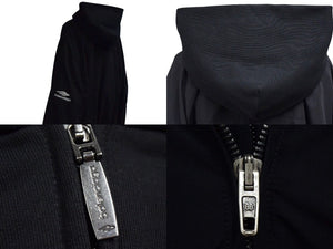 BALENCIAGA バレンシアガ ブルゾン フードレイヤード ジャケット 773043 コットン ナイロン ブラック ホワイト サイズL 美品 中古 4b000048