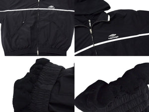 BALENCIAGA バレンシアガ ブルゾン フードレイヤード ジャケット 773043 コットン ナイロン ブラック ホワイト サイズL 美品 中古 4b000048