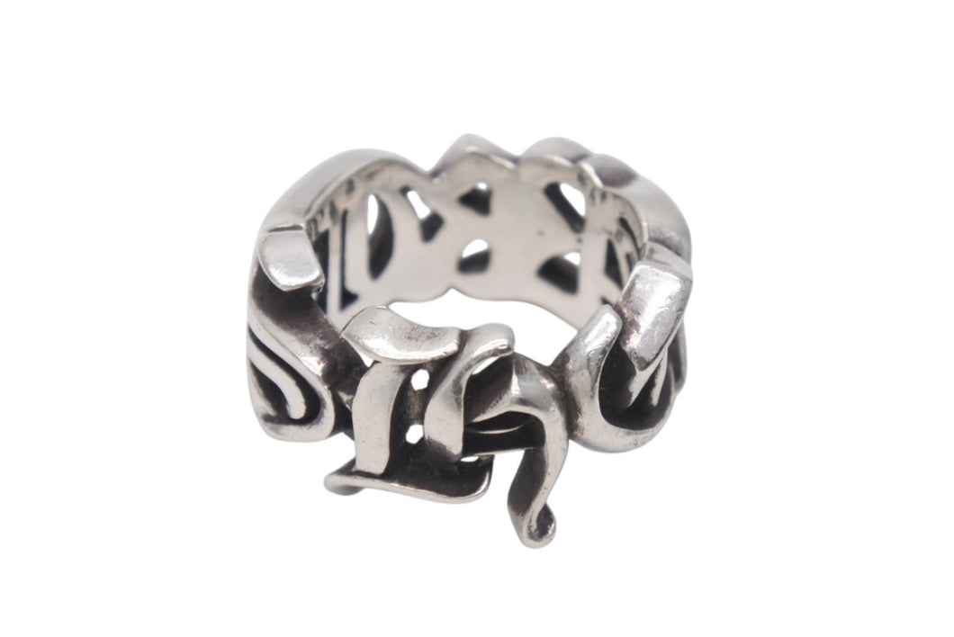 CHROME HEARTS クロムハーツ LARGE SCRIPT BAND ラージ スクリプトバンドリング 指輪 重量約18.6g サイズ23.5号 美品 中古 4b000056