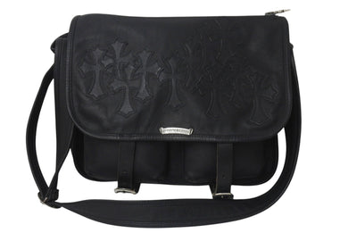 極美品 CHROME HEARTS クロムハーツ SOFT SHOULDER BAG LARGE ソフトショルダーバッグ ラージ セメタリークロスパッチ 11枚 中古 4b000057