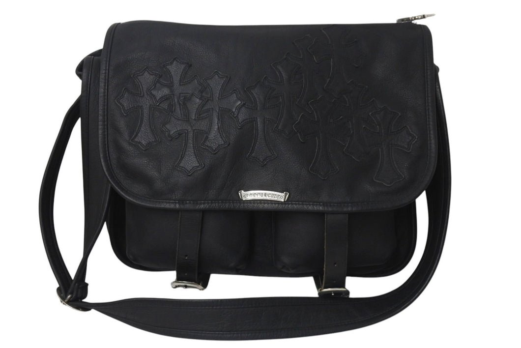 極美品 CHROME HEARTS クロムハーツ SOFT SHOULDER BAG LARGE ソフトショルダーバッグ ラージ セメタリークロスパッチ 11枚 中古 4b000057