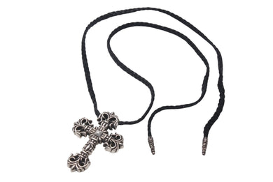 CHROME HEARTS クロムハーツ ネックレス フィリグリークロス レザーブレイド 重量約101.0g 全長約100cm スターリングシルバー 美品 中古 4b000062 