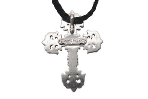 CHROME HEARTS クロムハーツ フィリグリークロス レザーブレイドネックレス 重量約101.0g 全長約100cm スターリングシルバー 美品 中古 4b000062