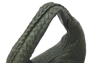 極美品 BOTTEGA VENETA ボッテガヴェネタ イントレチャート ホーボー ワンショルダーバッグ B06737234B レザー グリーン 中古 4b000064