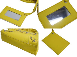BALENCIAGA バレンシアガ クラシックミニシティ ショルダーバッグ 300295 イエロー レザー シルバー金具 美品 中古 4b000072