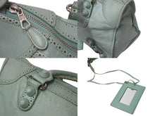 Load image into Gallery viewer, BALENCIAGA バレンシアガ ザ ジャイアント エディターズ シティ カバード ハンドバッグ ミントグリーン レザー 204526 良品 中古 4b000076