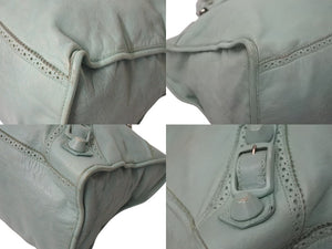 BALENCIAGA バレンシアガ ザ ジャイアント エディターズ シティ カバード ハンドバッグ ミントグリーン レザー 204526 良品 中古 4b000076