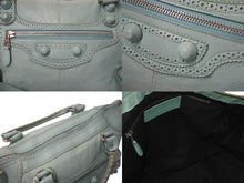 Load image into Gallery viewer, BALENCIAGA バレンシアガ ザ ジャイアント エディターズ シティ カバード ハンドバッグ ミントグリーン レザー 204526 良品 中古 4b000076