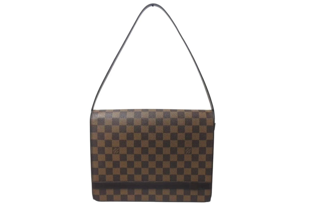 LOUIS VUITTON ルイヴィトン ダミエ トライベッカ カレ ワンショルダーバッグ N51161 PVC レザー ブラウン 美品 中古 4b000087